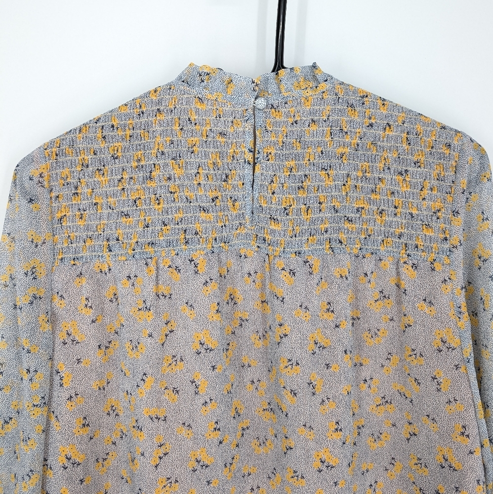 Boden Janie Shirred Floral Long Sleeve Blouse - Picture 6 of 9
